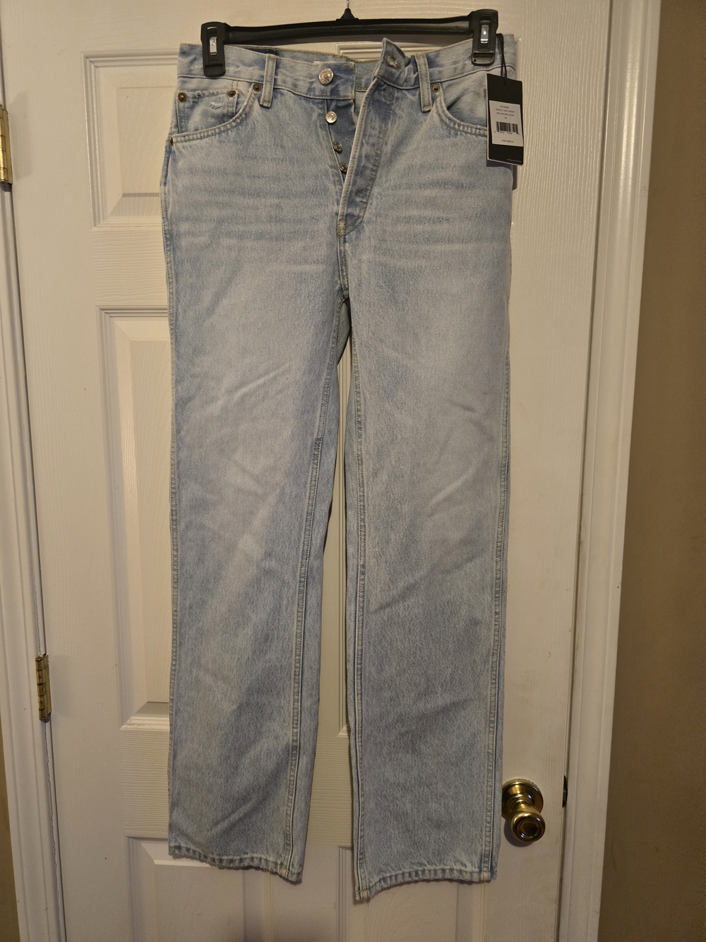 High-Rise Straight Leg Jeans in Light Blue